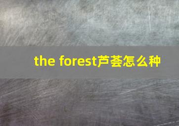 the forest芦荟怎么种